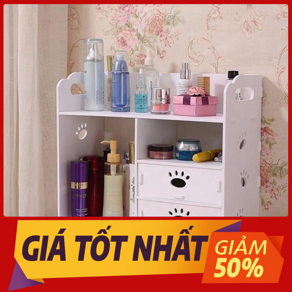 [Sale toàn shop] TỦ GỖ ĐỂ BÀN TRANG ĐIỂM 2 NGĂN KÉO HOẠ TIẾT CHÂN GẤU