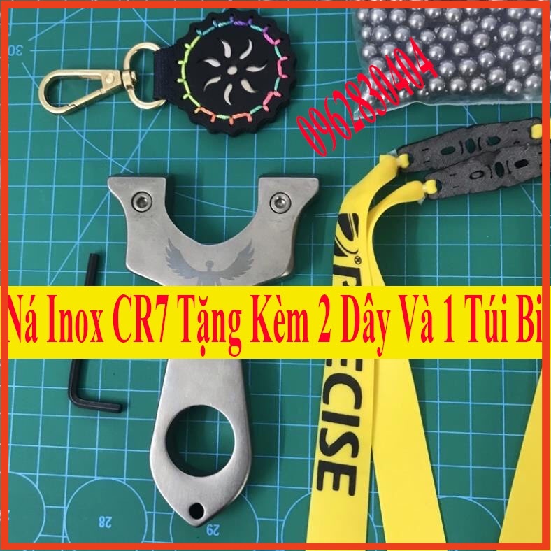 Ná Cao Su Kim Loại CR7 Tặng Kèm 2 Dây Thun Siêu Bền 1 Túi Bi