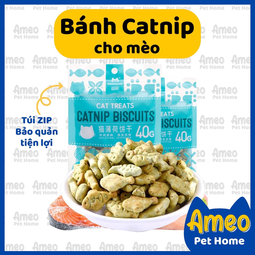 [Mã PET50K giảm Giảm 10% - Tối đa 50K đơn từ 250K] Bánh Quy Cỏ mèo Tiêu Búi Lông, Giảm Hôi Miệng, Xả Stress Cho Mèo 40g