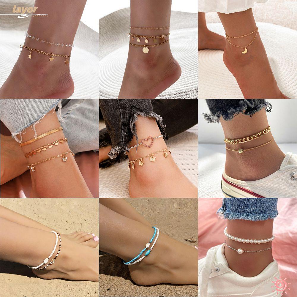 Lắc Chân Nhiều Lớp Thời Trang Mùa Hè|Trang Sức Đi Biển Mạ Boho