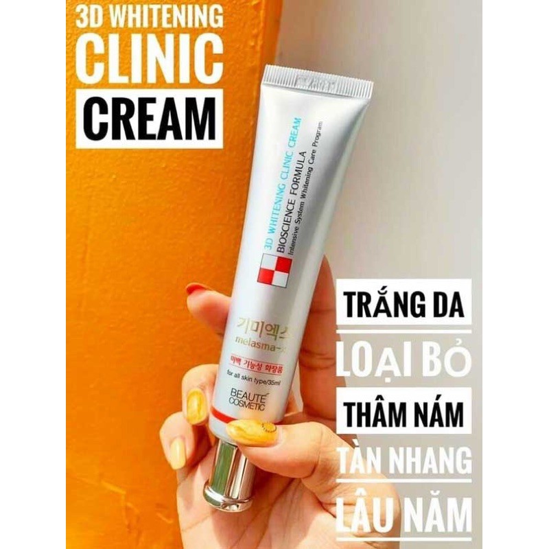 MẪU MỚI 4OML - Kem dưỡng da làm mờ ngăn ngừa nám, tàn nhanh Melasma hàn quốc 3D WHITE CLINIC CREAM