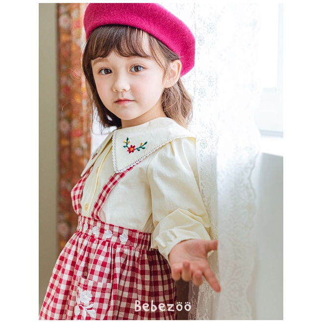 Áo sơ mi Bebezoo thêu hoa màu kem cho bé BEB3BL104