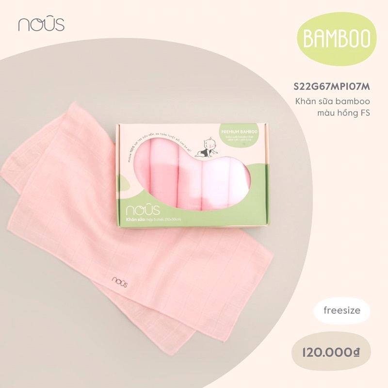 Khăn sữa Nous sợi tre bamboo mềm mịn cho bé