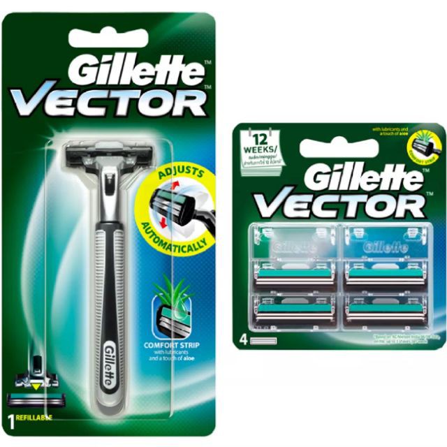 Bộ Dao Cạo Gillette Vector Tặng Vỉ Lưỡi 2 Dao