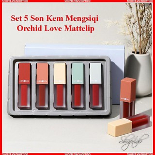 Shoptido - Set 5 Son Kem Lì Siêu Mịn Mengsiqi Orchid Love Matte Lip No.8905