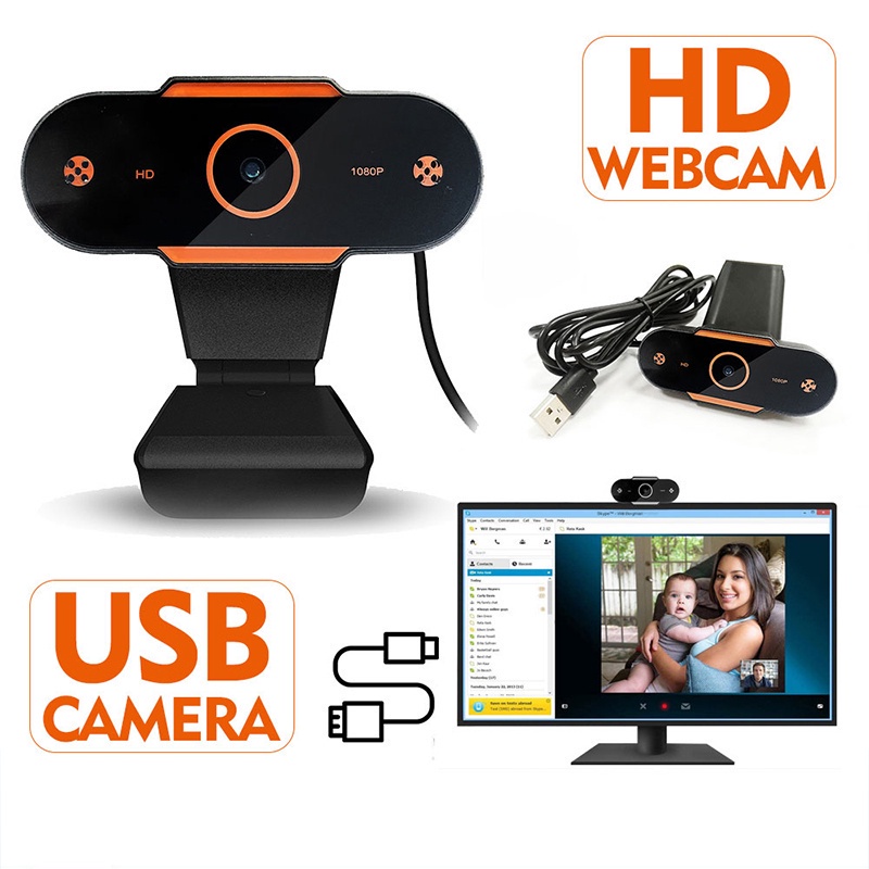 Webcam Hd Usb 2.0 Tự Động Xoay Tích Hợp Micro Cho Máy Tính Để Bàn