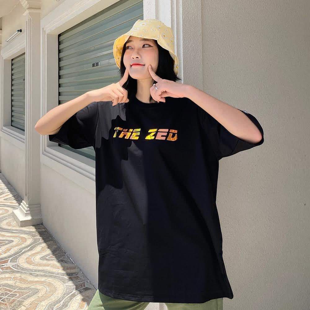 Áo phông rộng unisex tay lỡ nam nữ Hologram đổi màu The Zed Màu Đen áo thun phông basic oversize