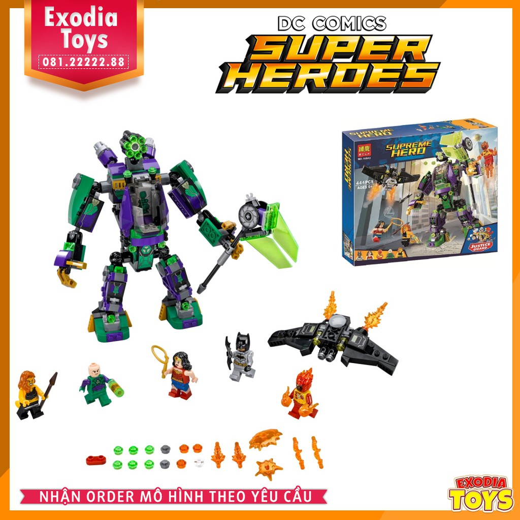 Xếp hình Justice League Liên Minh Công Lý hạ gục Người Máy Lex Luthor - BELA 10843 Lego Ideas 76097