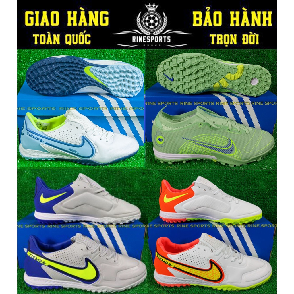 GIÀY BÓNG ĐÁ NHÂN TẠO TF TIEMPO LEGEND 9 - Legend 9 Club Pro xám, trắng - Mercurial Vapor 13 Xanh lục HÀNG SUPER THAILAD