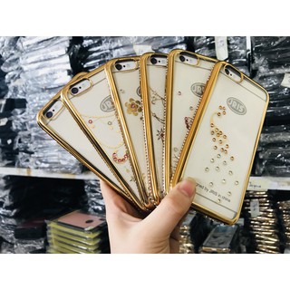 Ốp lưng dẻo Jris viền vàng đính đá cho Iphone 7/8