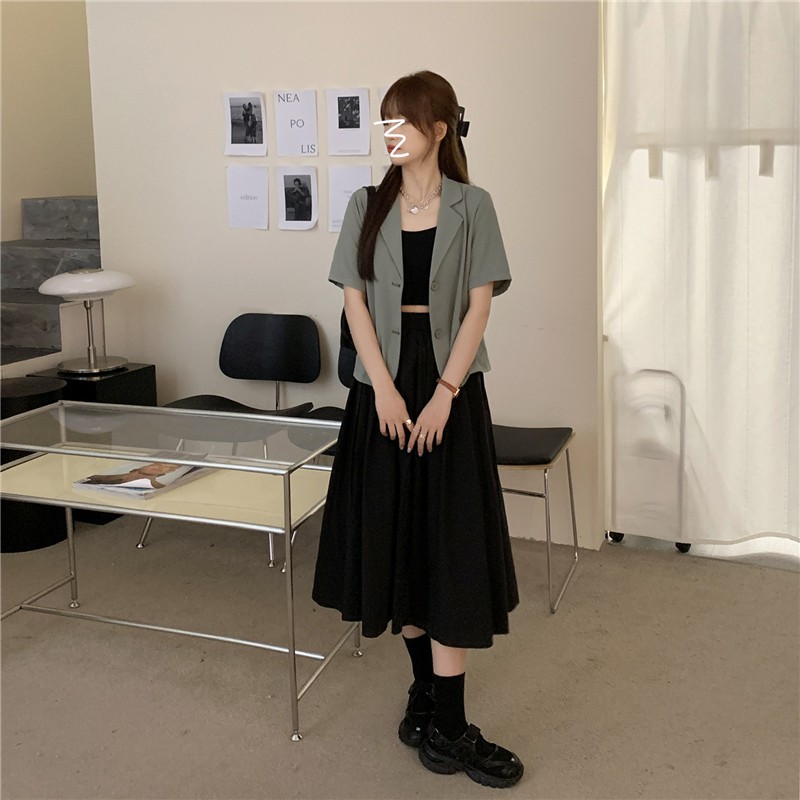 Xiaozhainv Áo Khoác Blazer Tay Ngắn Phong Cách Retro Hàn Quốc Có 5 Màu Cho Nữ | BigBuy360 - bigbuy360.vn