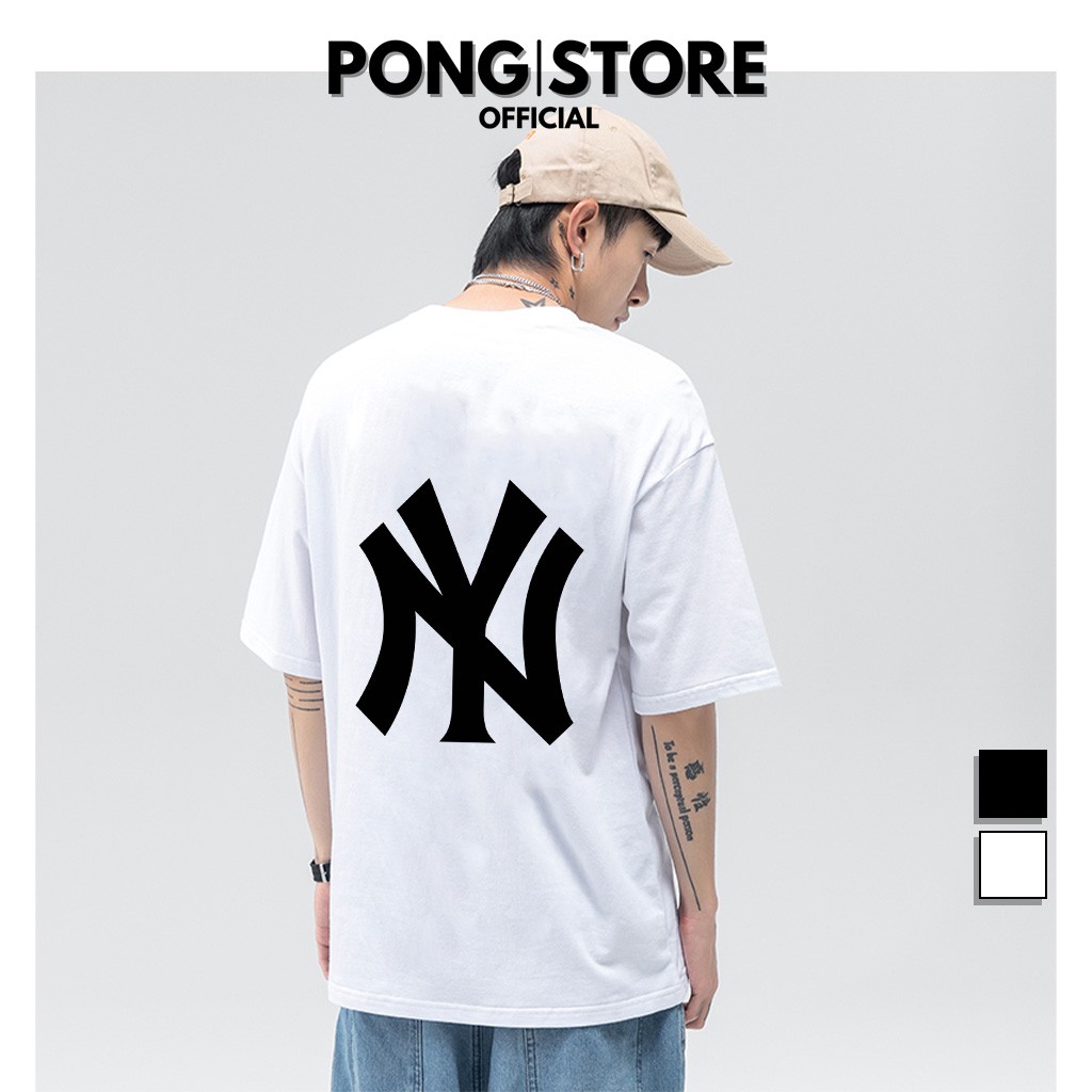 Áo thun unisex N.Y PONGSTORE áo thun tay lỡ form rộng nam nữ chất thun co giãn thoáng mát, có 2 màu trắng đen