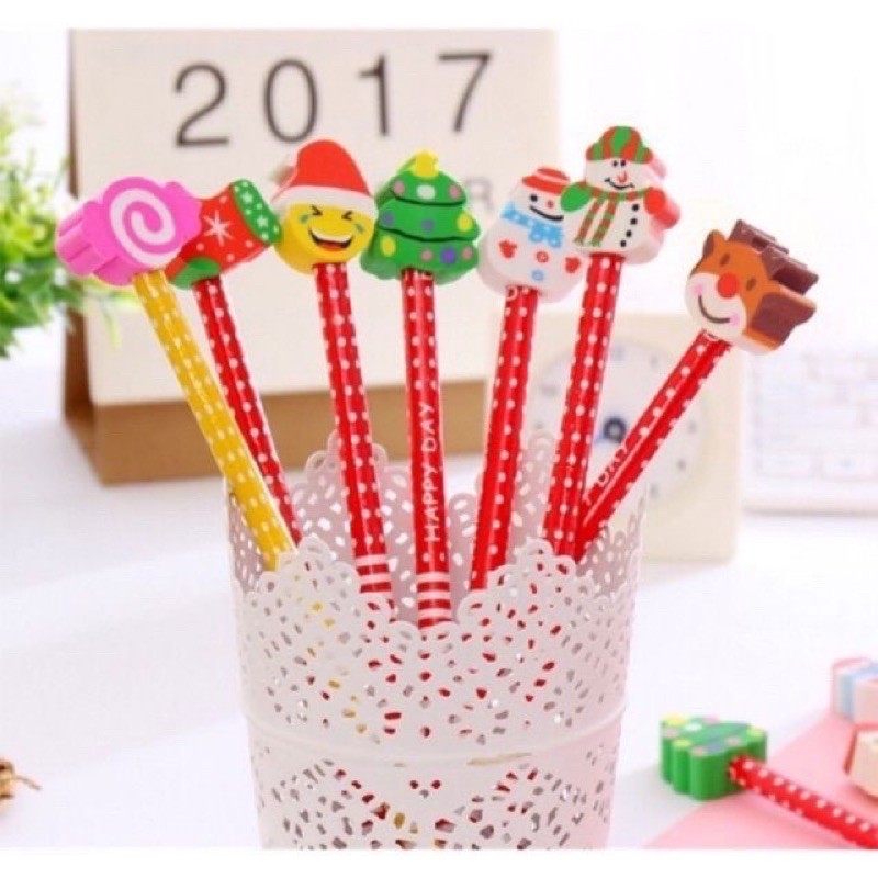 combo 100 bút chì đầu tẩy giáng sinh noel