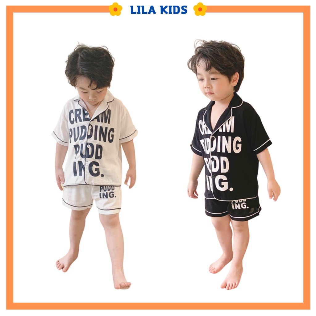 Đồ ngủ lụa cộc tay cho bé LILA KIDS, Đồ bộ Pijama bé trai bé gái mặc đều xinh từ 6-27kg