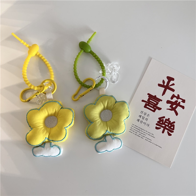 Móc Khóa Hình Búp Bê Vải Cotton Thêu Hoa Dễ Thương Trang Trí Túi Xách Nữ