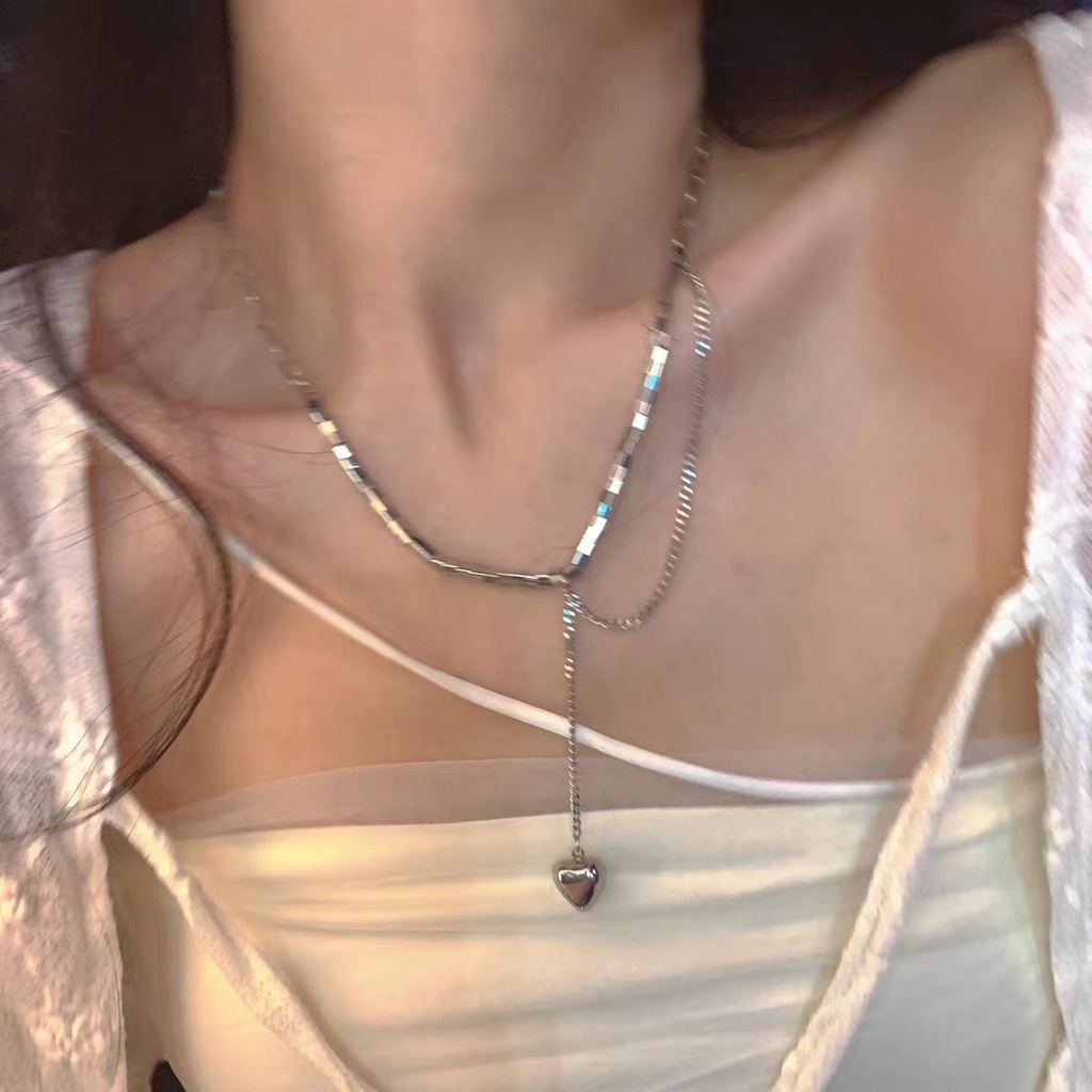 Dây Chuyền Hai Lớp Mặt Hình Trái Tim Thời Trang Dành Cho Nữ