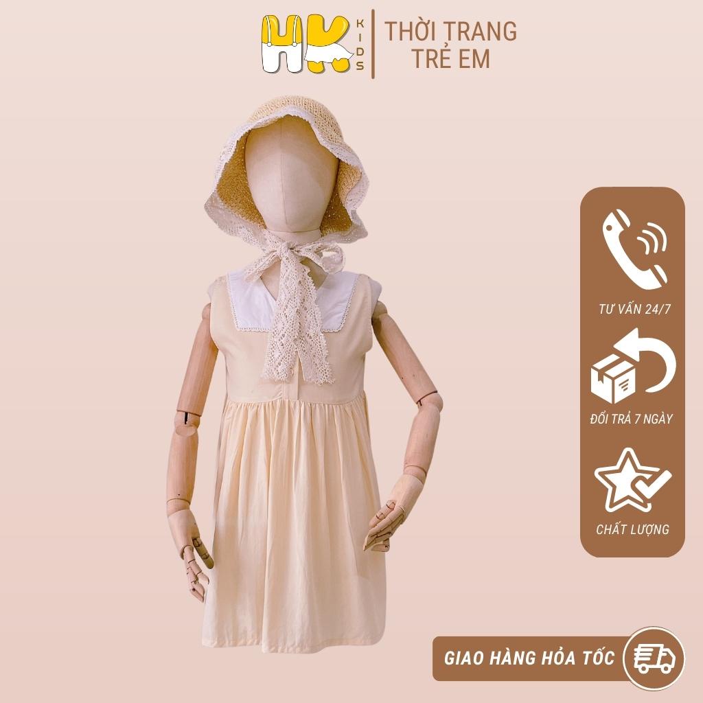 Váy cho bé gái HK KIDS, kiểu đầm dáng babydoll cổ ren Cotton mềm mát cho bé diện hè size từ 1-5 tuổi (mã 121500)