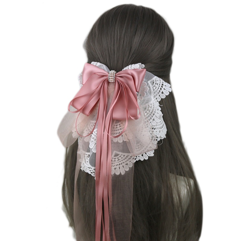 Kẹp Tóc Đính Nơ Ren Ruy Băng Phong Cách Lolita