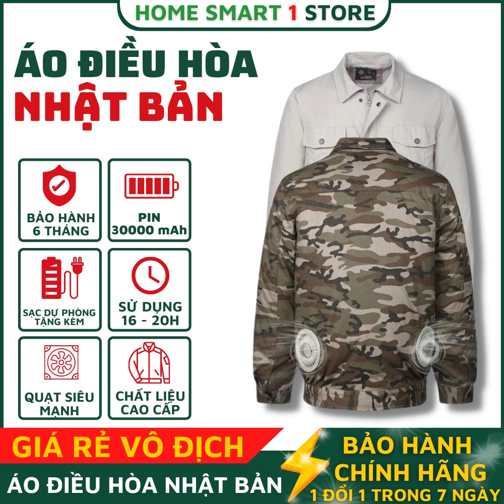 Áo điều hòa Nhật Bản chính hãng Azuki - Áo Quạt Gió Điều Hoà 2022, Pin 10.400mAh, Quạt 7.4V Siêu Mát