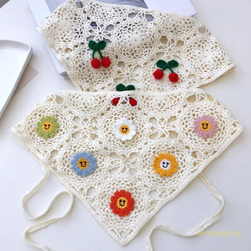 Băng Đô Cài Tóc Co Giãn Hình Tam Giác In Họa Tiết Hoa / Cherry Thời Trang Mùa Thu Cho Nữ