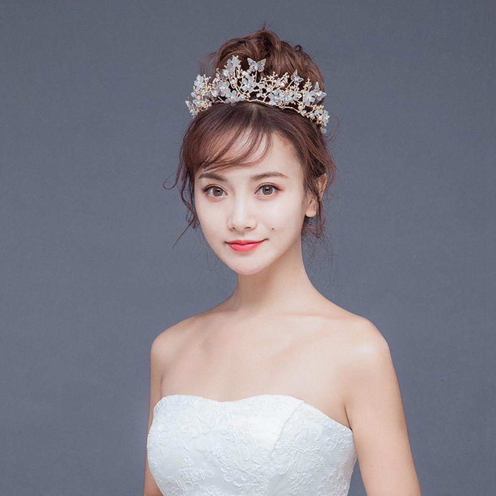 Vương Miện Công Chúa Hình Bướm Phong Cách Retro Tinh Tế Thời Trang Cho Cô Dâu|Băng Đô Cài Tóc Hình Vương Miện Phong Cách Hàn Quốc Cho Cô Dâu