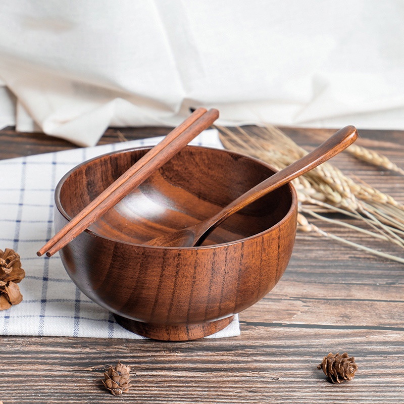 Bát Ăn Cơm / Súp Bằng Gỗ Cỡ Lớn Phong Cách Nhật Bản Độc Đáo