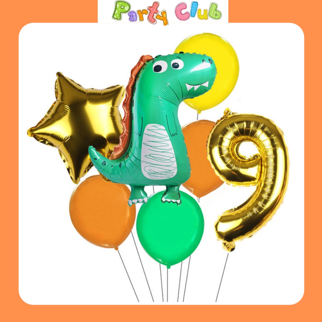Set bóng khủng long kèm bóng số tuổi sinh nhật cho bé