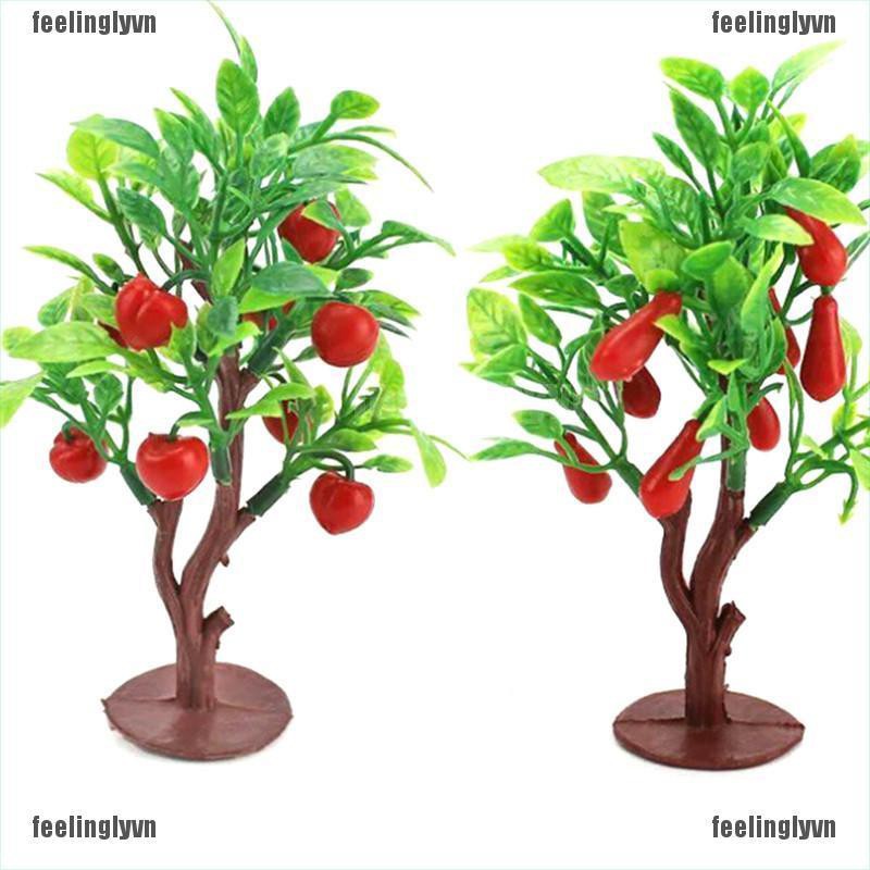 ❤TOP❤ Bộ 2 cây ăn trái giả trang trí nhà búp bê 10cm ❤YO
