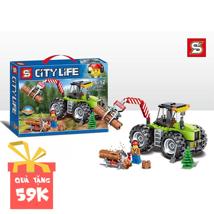Bộ lego lắp ráp xếp hình Đội khai thác gỗ rừng City Life 6961