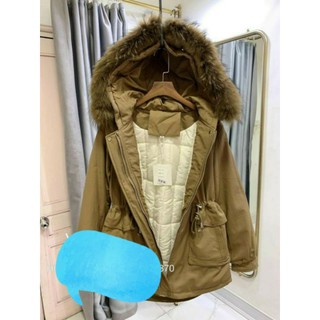 3 màu sẵn 2 ngày Áo khoác parka rút eo mũ lông tuia hộpchần bông cao cấp  hàng quảng châu    siêu hót hit (ảnh thật)