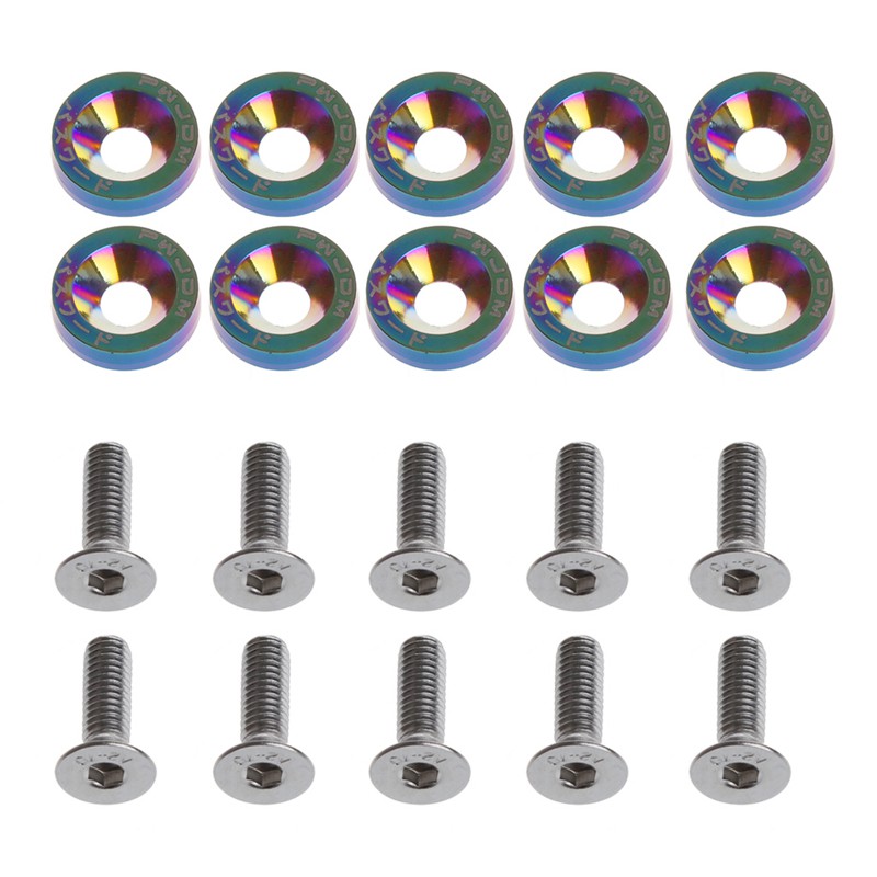 Set 10 ốc vít vòng đệm 6mm bằng nhôm cho Honda Civic Integra