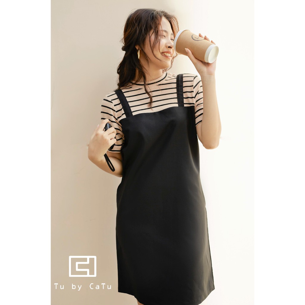 TUBYCATU | Đầm yếm đen + thun sọc | BigBuy360 - bigbuy360.vn