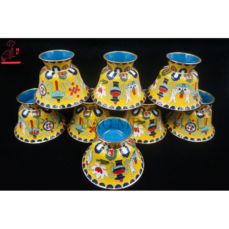 [PBMC] Bộ 8 chén đồng men pháp lam to, trung, nhỏ