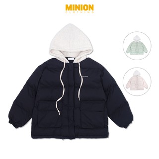 Áo khoác phao mũ nỉ Minion Clothing form rộng, chần bông, phong cách Streetwear Ulzzang A2910