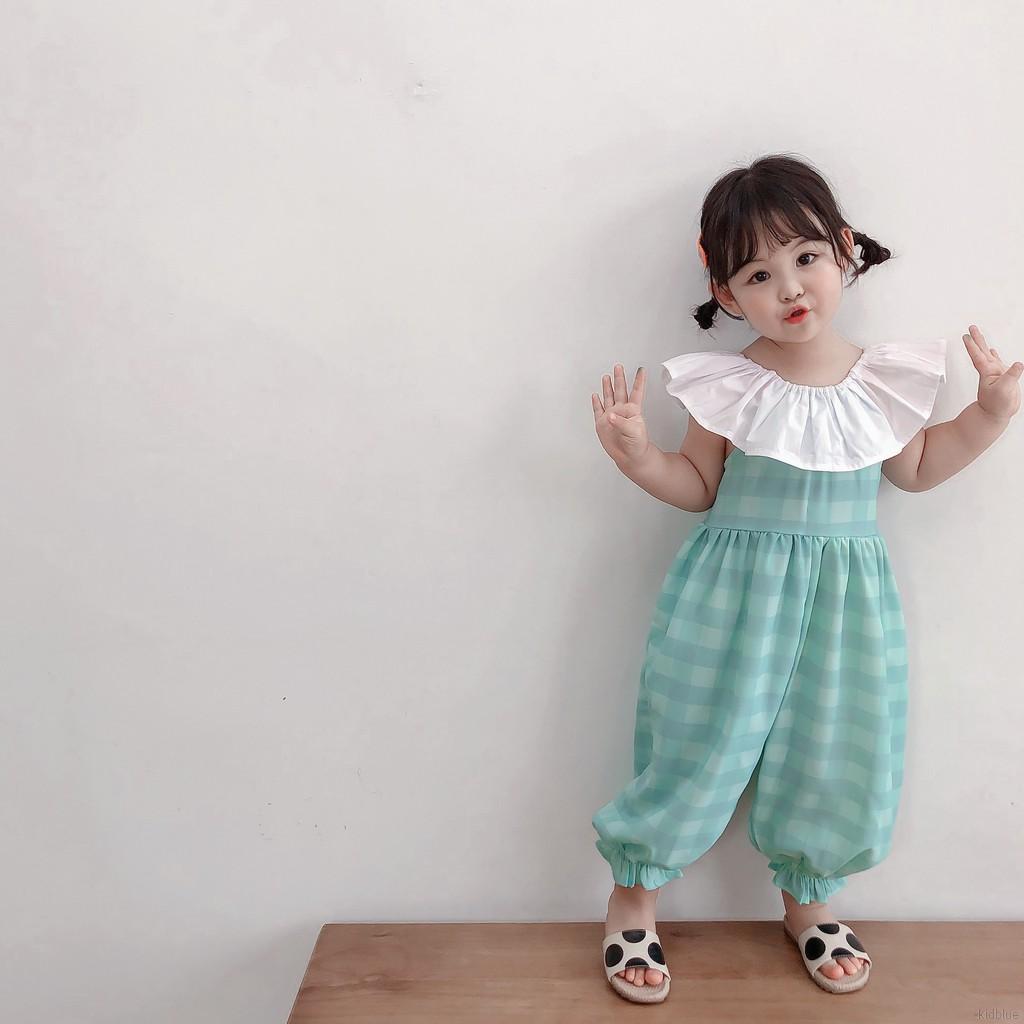 Áo liền quần cổ nhún bèo thời trang Hàn Quốc dành cho bé gái