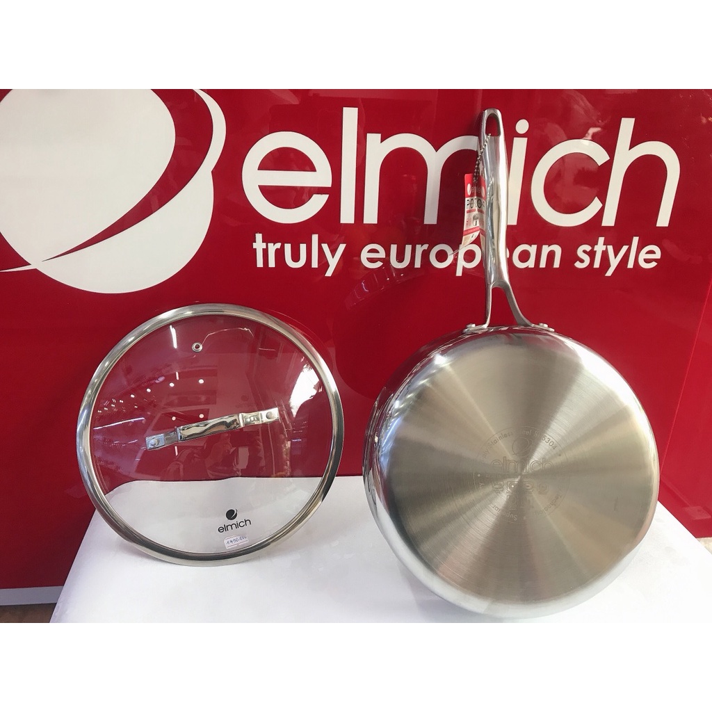CHẢO CHỐNG DÍNH INOX 3 lớp đáy liền 304 ELMICH POTENZA 20CM EL3256, 24CM EL3257, 26CM EL3258