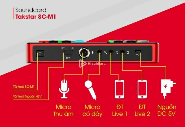 SOUNDCARD HÁT LIVESTREAM THU ÂM ĐIỆN THOẠI TAKSTAR MX1 SC-M1