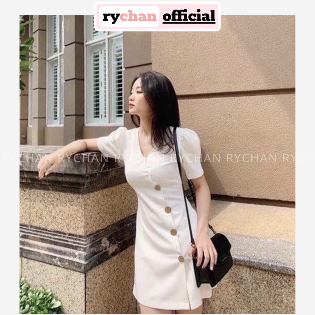 Đầm Xòe Nút Xéo Cổ V Form Ngắn 2 Màu [Ảnh Thật Cuối] - DX979