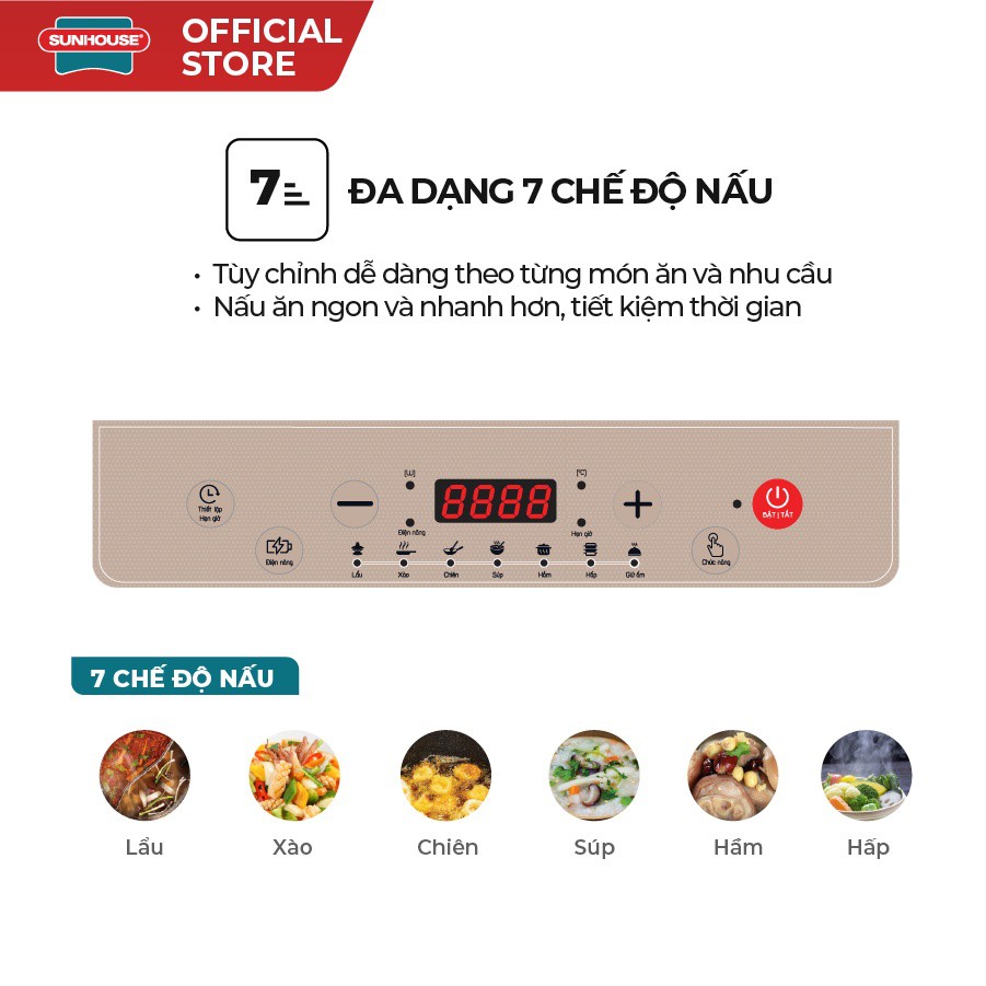 Bếp điện từ cơ Sunhouse SHD6149 SHD6158 tặng kèm nồi lảu - Hàng chính hãng- Bảo hành 12 tháng