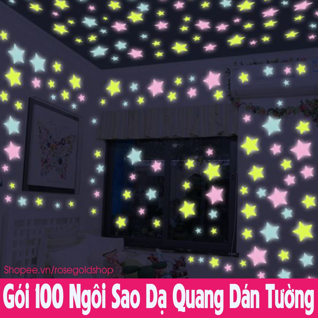 Gói 100 Ngôi Sao Dạ Quang Dán Tường Trang Trí