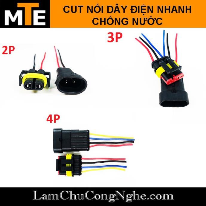 Mới! Cặp jack nối dây điện 2P, 3P, 4P chống nước dùng cho xe máy, xe hơi ô tô