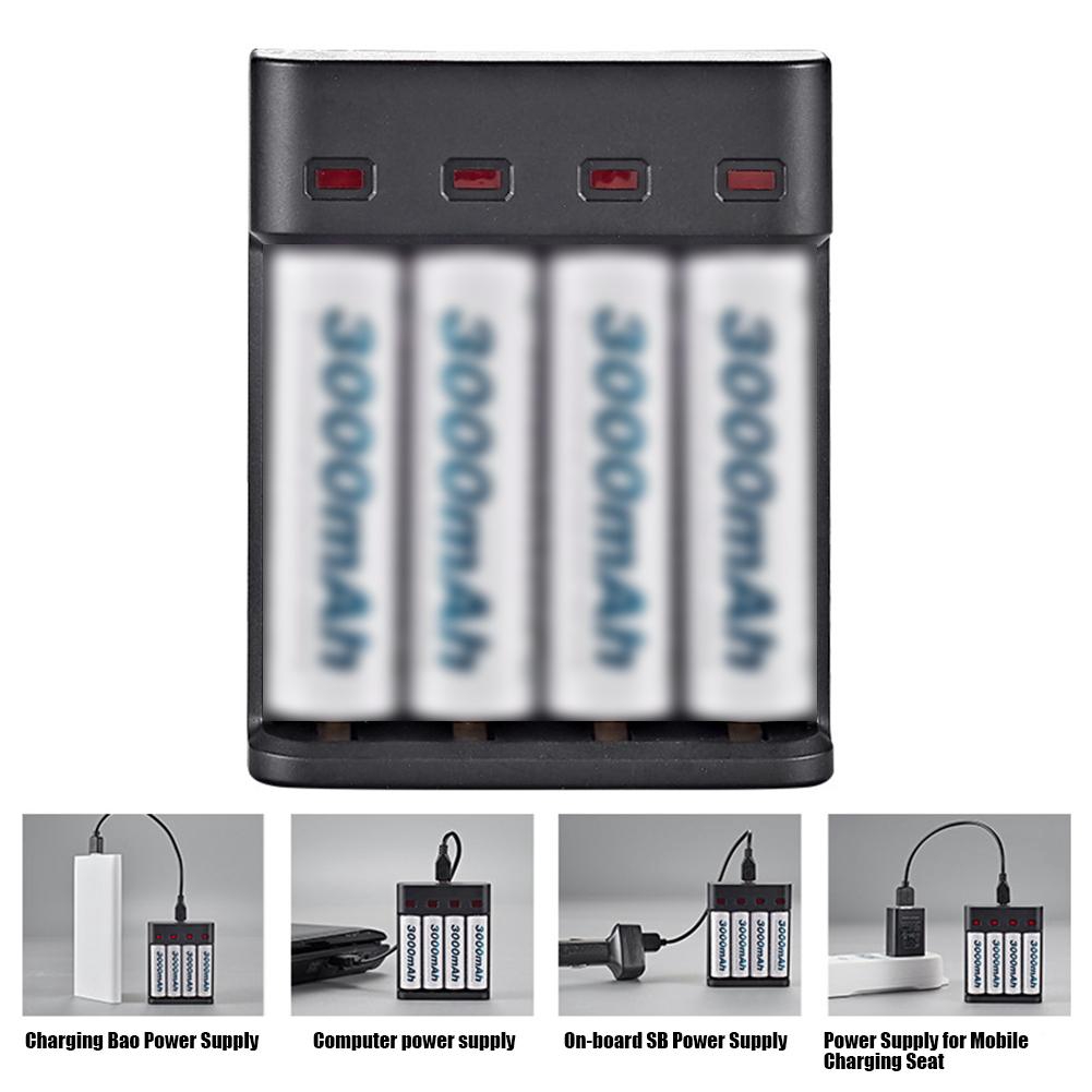 4 Slots Fast Charging Intelligent AA/AAA Rechargeable USB Battery Charger