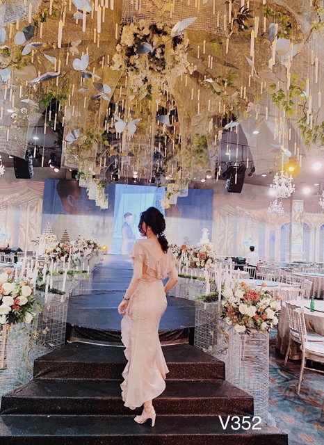 JANGMI - V352 VÁY TƠ DÁNG SUÔNG VIỀN DÂY BÈO | BigBuy360 - bigbuy360.vn