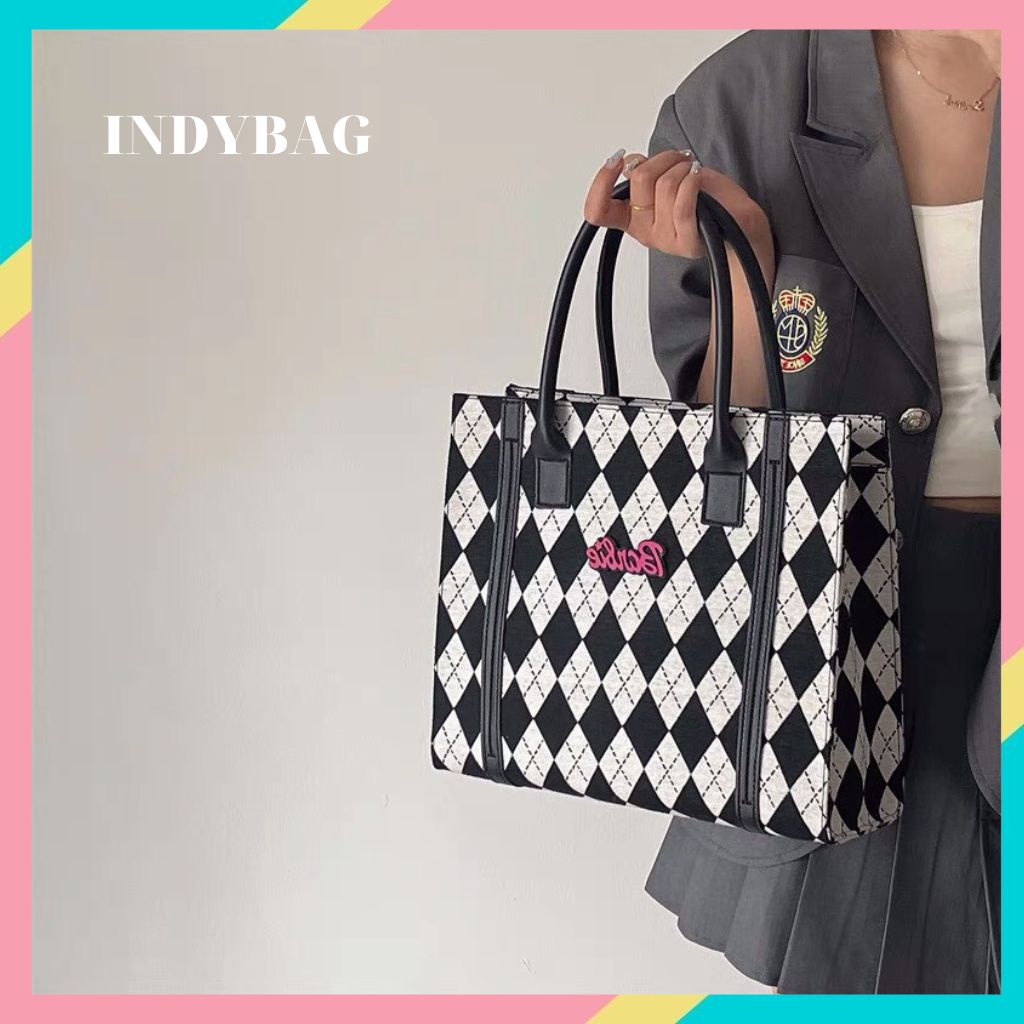 Túi Tote Phiên Bản To Caro Đựng Được Laptop Đi Học Phối Đồ Chất INDYBAG TT111