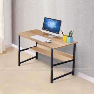 Bàn làm việc có giá lửng, Khung Thép Đen Tĩnh Điện, Mặt Gỗ MDF Dễ Dàng Lắp Ghép Di Chuyển tiện lợi