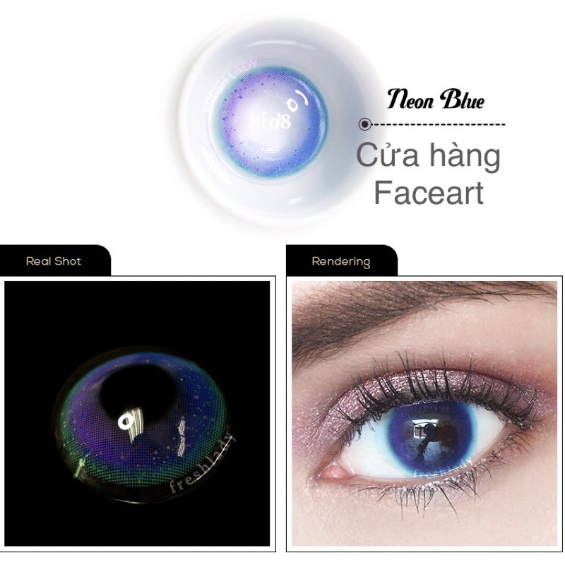 lens xanh dương Tây - 1 cặp lens Tây xanh dương Neon - Kính áp tròng màu xanh Blue Neon