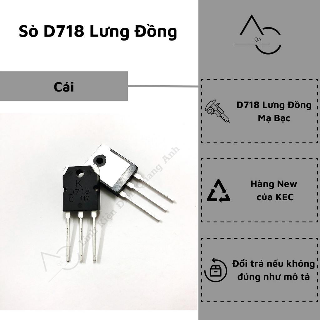 D718 lưng đồng của KEC chính hãng transistor sò âm thanh 8A 120V 1-5D718
