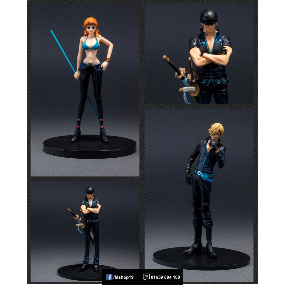 Bô 9 mô hình băng Luffy mũ rơm áo đen - One piece gold