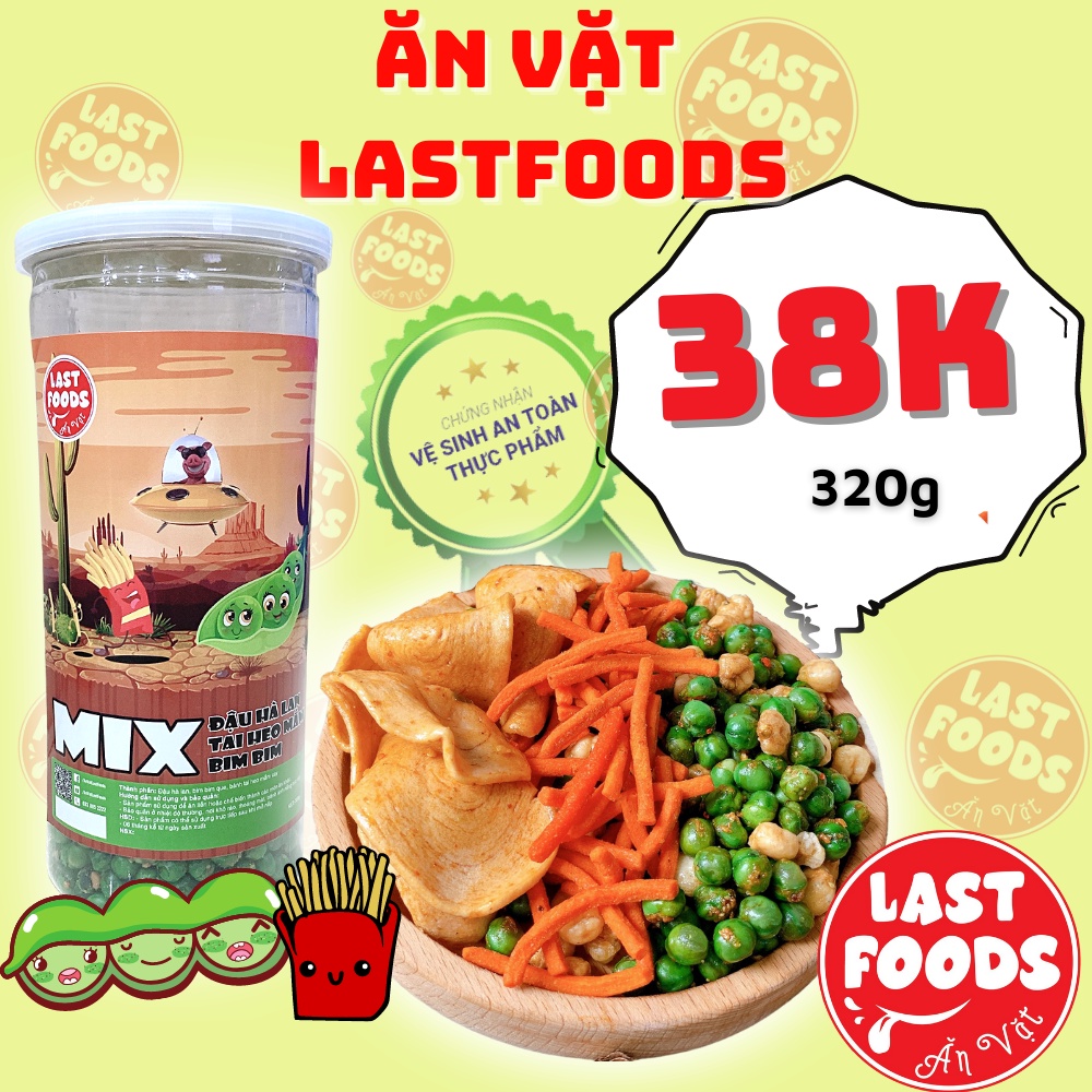 Mix đậu hà lan, tai heo mắm, bimbim que 350g  hũ pet tiện lợi,  ăn vặt LASTFOOD Hà Nội với đặc sản các vùng miền giá tốt