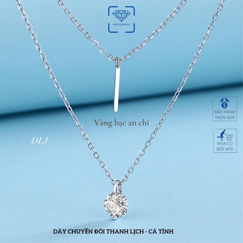 Dây chuyền 2 tầng + 2 mặt - chuẩn bạc ta mạ vàng sáng đẹp , Anchi jewelry